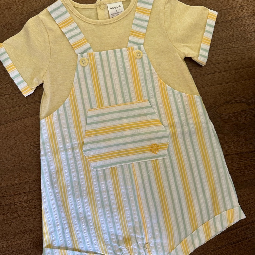 Tutto Piccolo Striped Baby Romper with built in Tee
